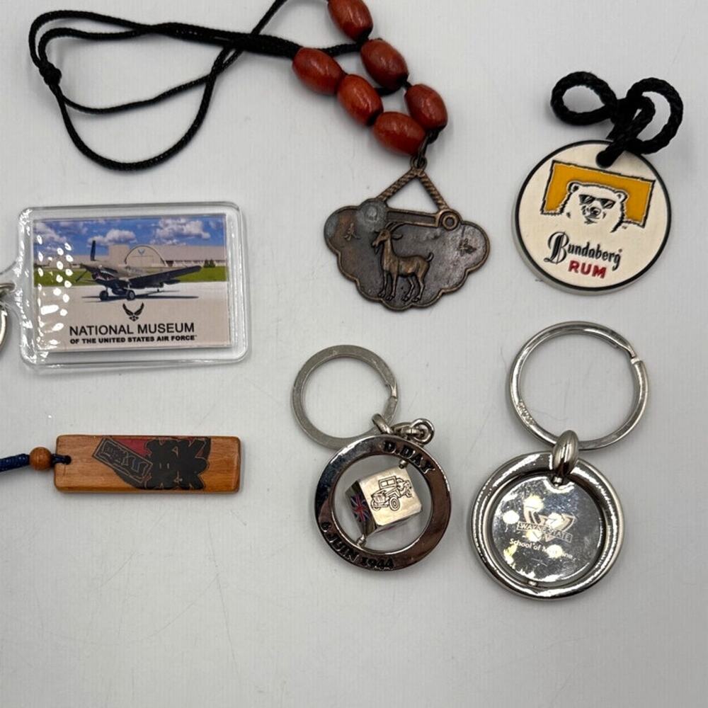 Souvenir Keychain/Charm/Necklace 6 Lot WW11 D Day Spinner Bundaberg Rum Trinkets